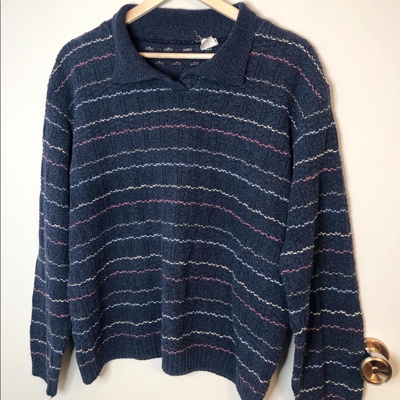 ✿ Collared Knit Sweater Handmade in Canada Size L - Picture 1 of 5